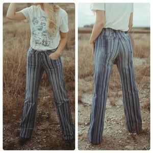 Lucky & Blessed Women’s High Rise Flare Stripe Denim Jeans
